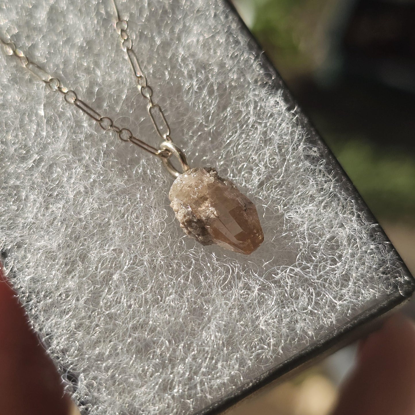 Raw Utah Champagne Topaz Necklace: Sterling Silver Chain, November Birthstone