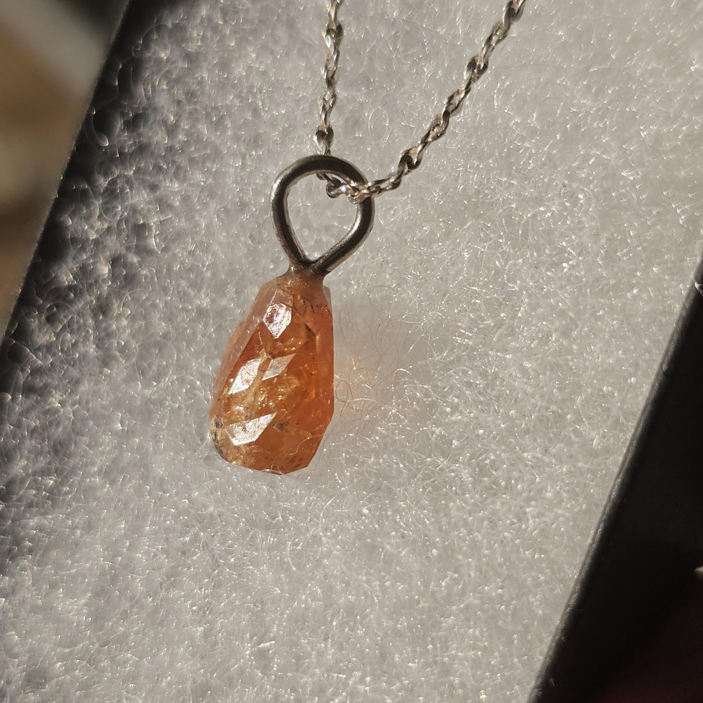 Raw Spessartine Garnet Crystal Necklace: Little Three Mine, California