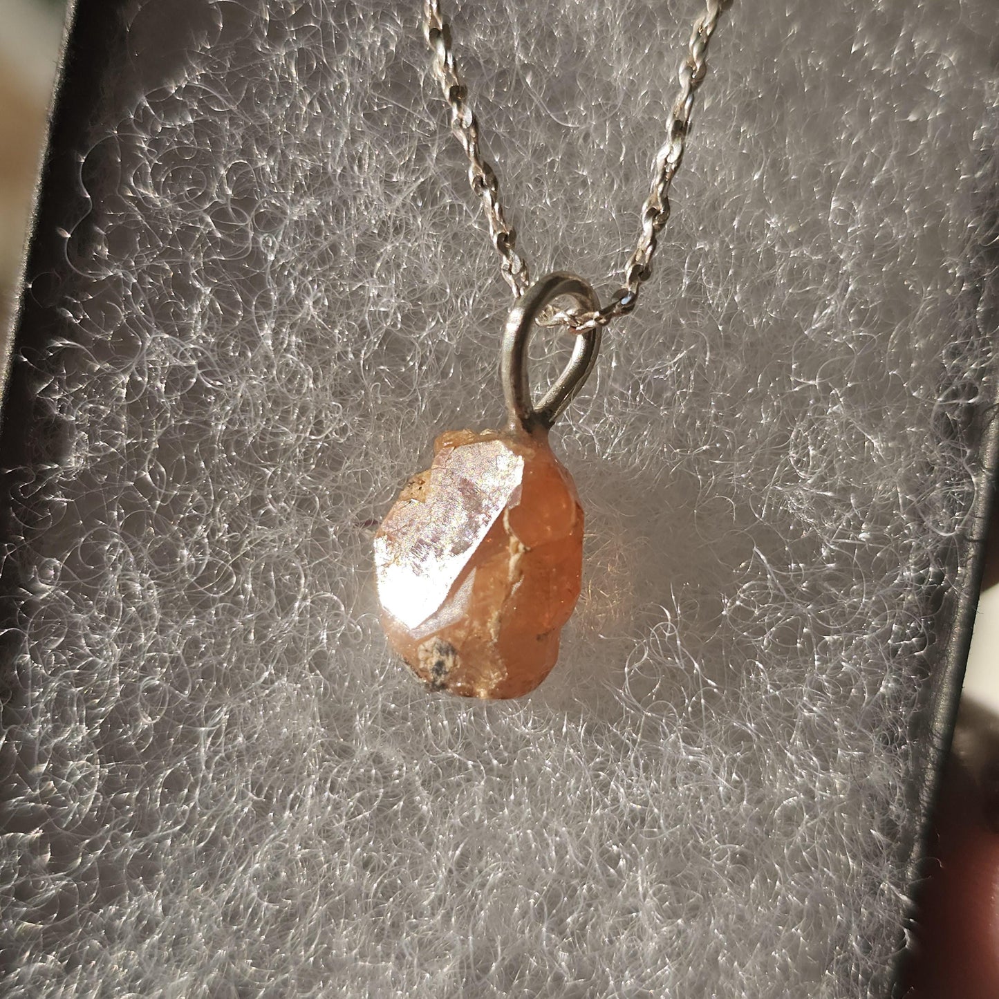 Raw Spessartine Garnet Crystal Necklace: Little Three Mine, California