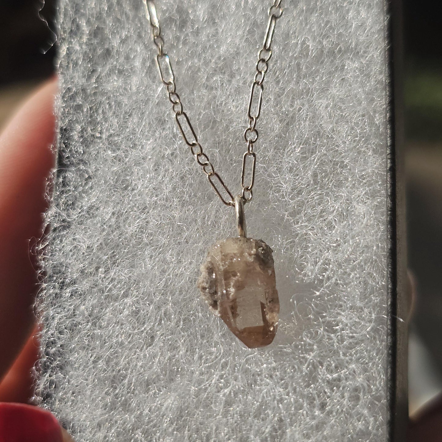 Raw Utah Champagne Topaz Necklace: Sterling Silver Chain, November Birthstone