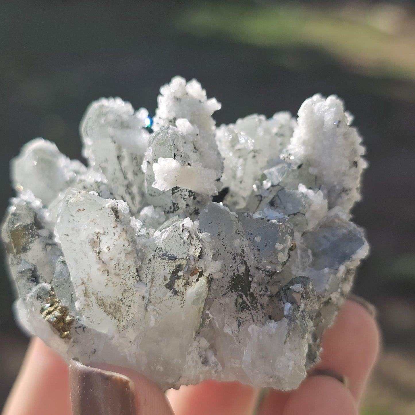 Raw Hematite Quartz with Pyrite and Calcite Druzy - Collector Crystal