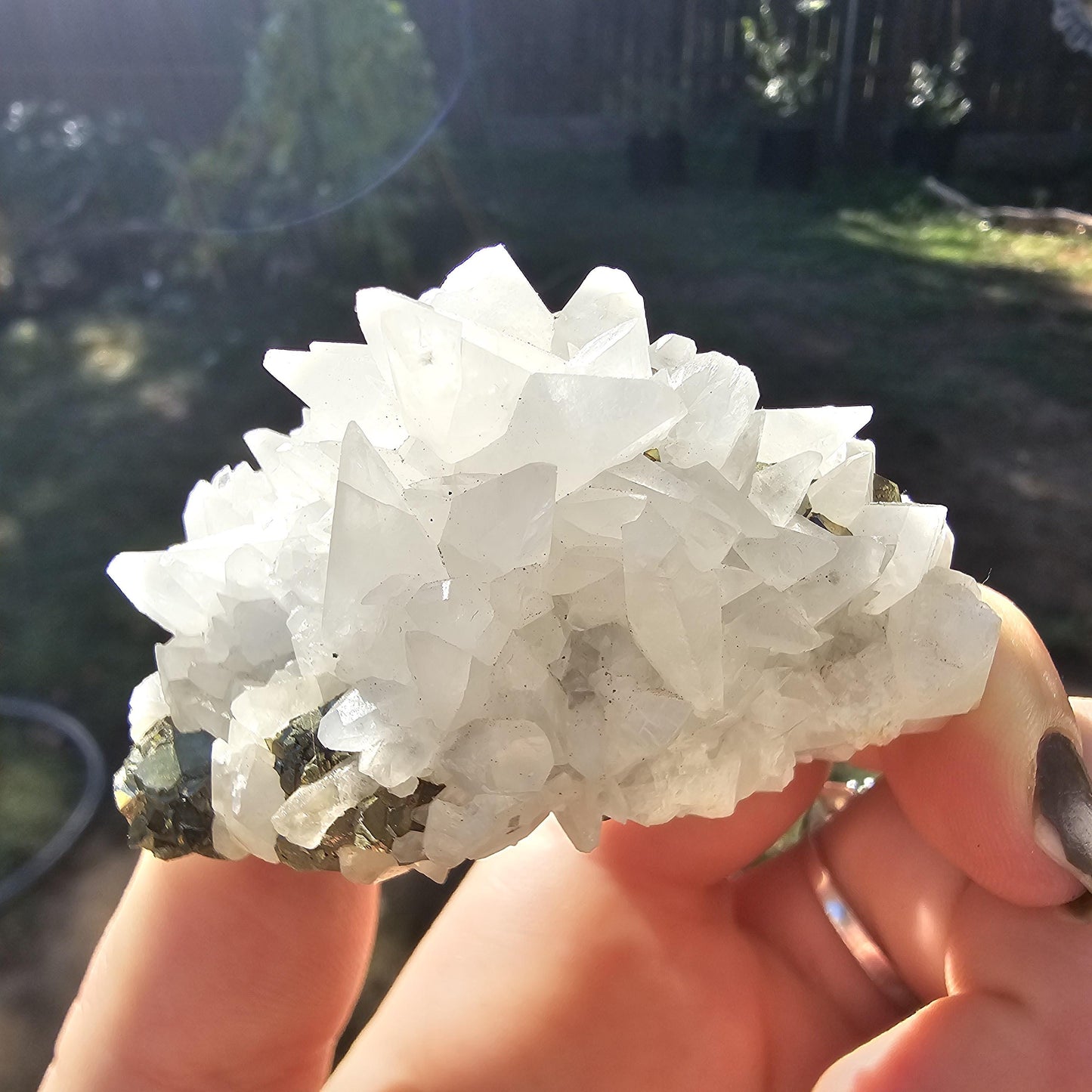 Snowy Calcite with Pyrite Crystals, Chihuahua Mexico, Self-Standing