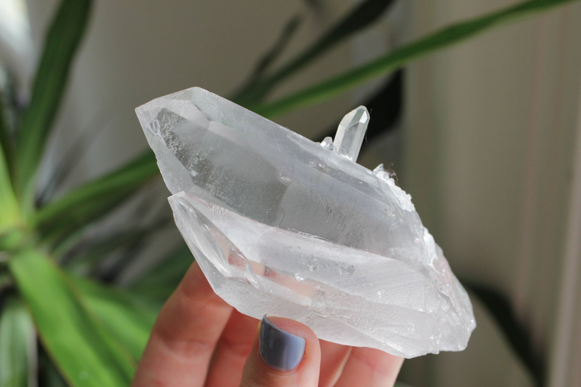 Twin Phantom Quartz 200g Rare Crystal Cluster with Light Grey Silver Phantom Inclusions