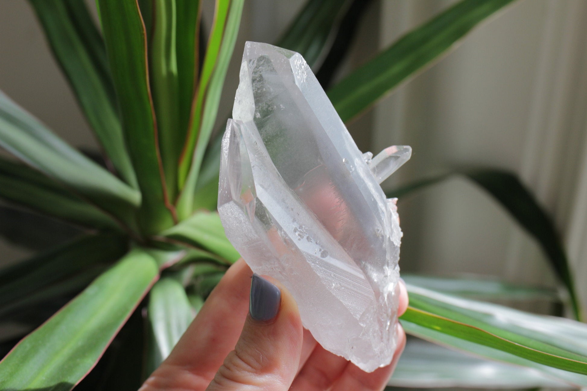 Twin Phantom Quartz 200g Rare Crystal Cluster with Light Grey Silver Phantom Inclusions