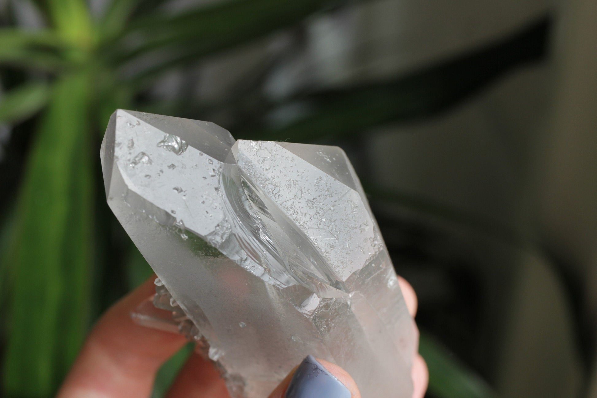 Twin Phantom Quartz 200g Rare Crystal Cluster with Light Grey Silver Phantom Inclusions