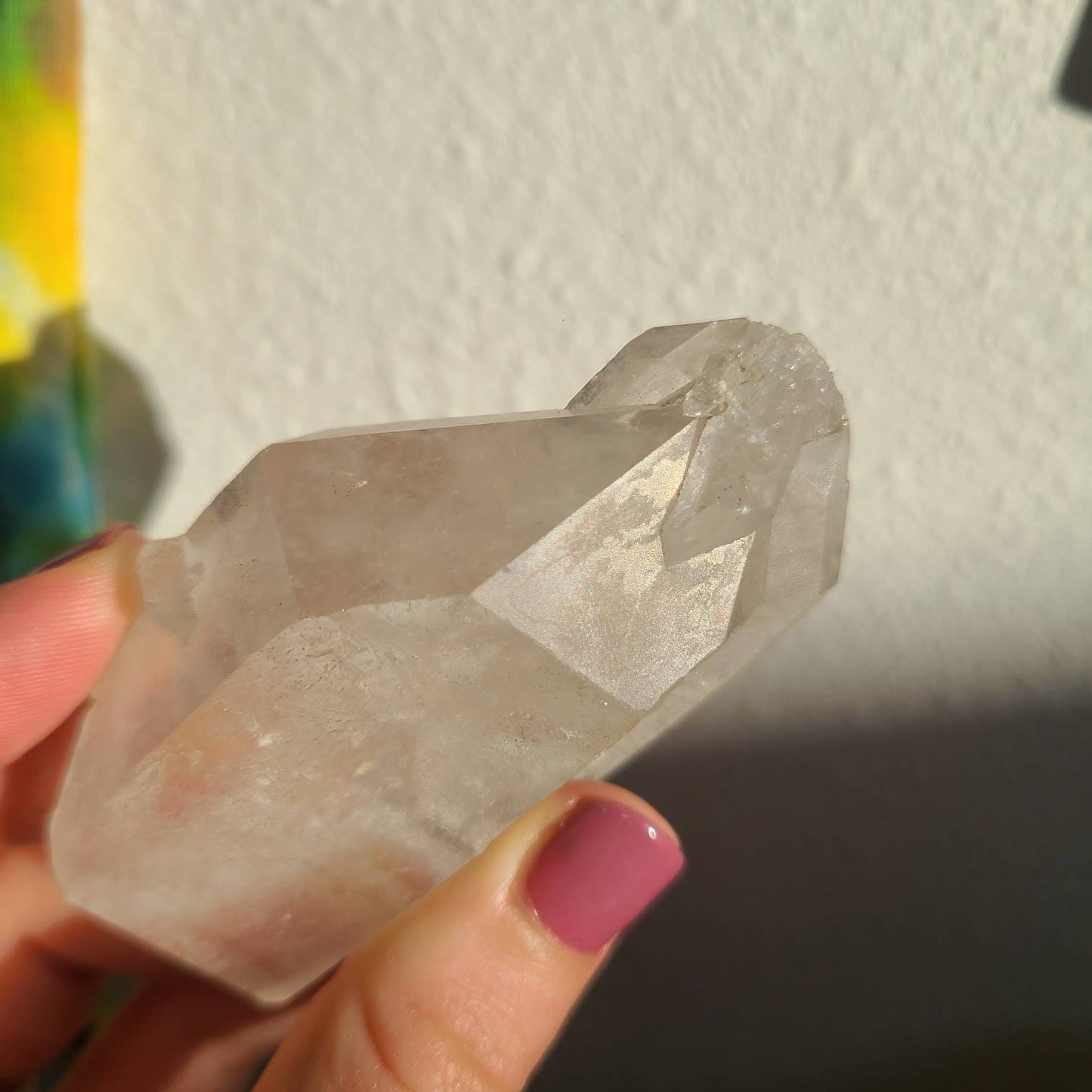Awesome Twinned AND Double Terminated | Raw Natural Tabular Quartz Specimen with Big Bright Rainbow Inclusion