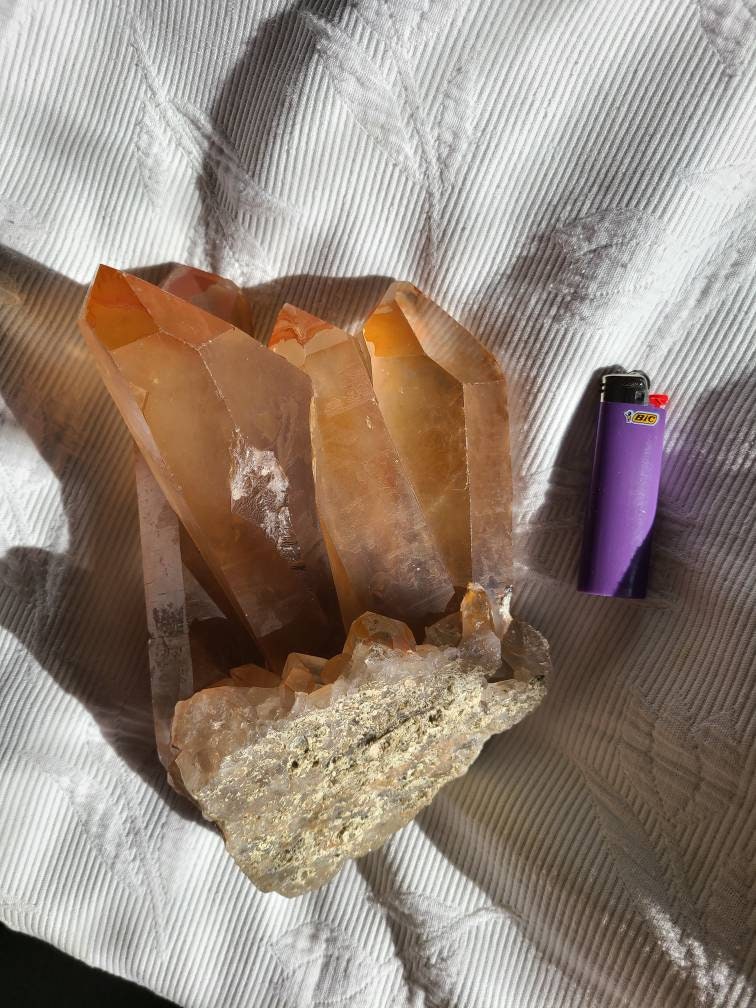 Tangerine Quartz, Beautiful Brazilian Quartz Cluster, Largest of the Pocket
