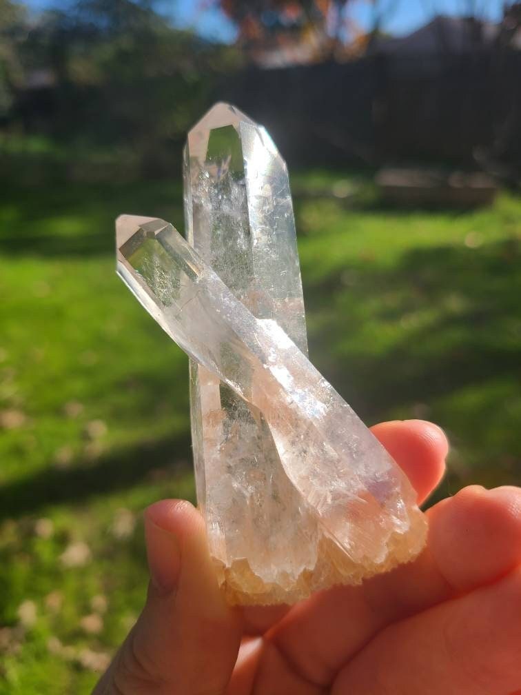 Colombian Blue Smoke Quartz, Cookite Included Crossed Twin Points <100