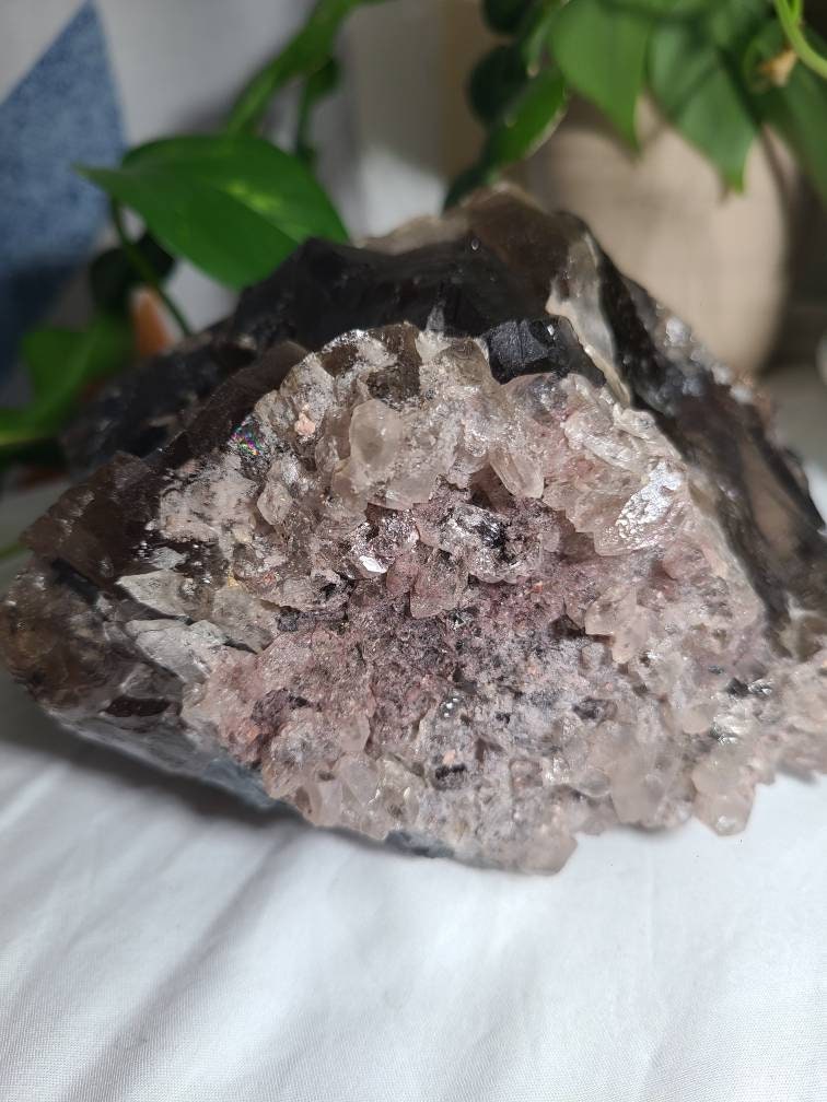 Golden Rutile Quartz | Rare Raw XL AAA Rutilated Smoky Quartz w Pink Lithium, Double Terminated, High Clarity Etched Elestial from Brazil