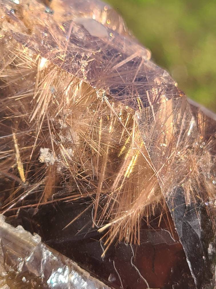 Golden Rutile Quartz | Rare Raw XL AAA Rutilated Smoky Quartz w Pink Lithium, Double Terminated, High Clarity Etched Elestial from Brazil