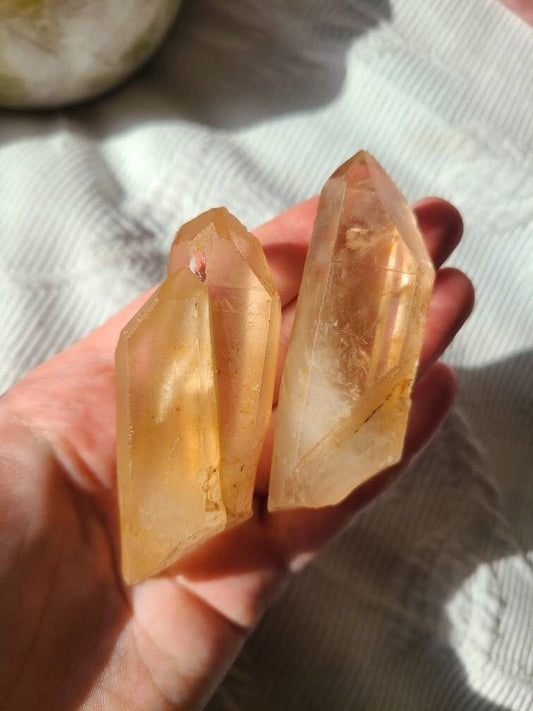 Sunny Tangerine Quartz Set, Rare Unique Yellow-Orange Color, Natural Collector Gemstone, Energetic // Aesthetic Pair, BFF Gift, Energy Work