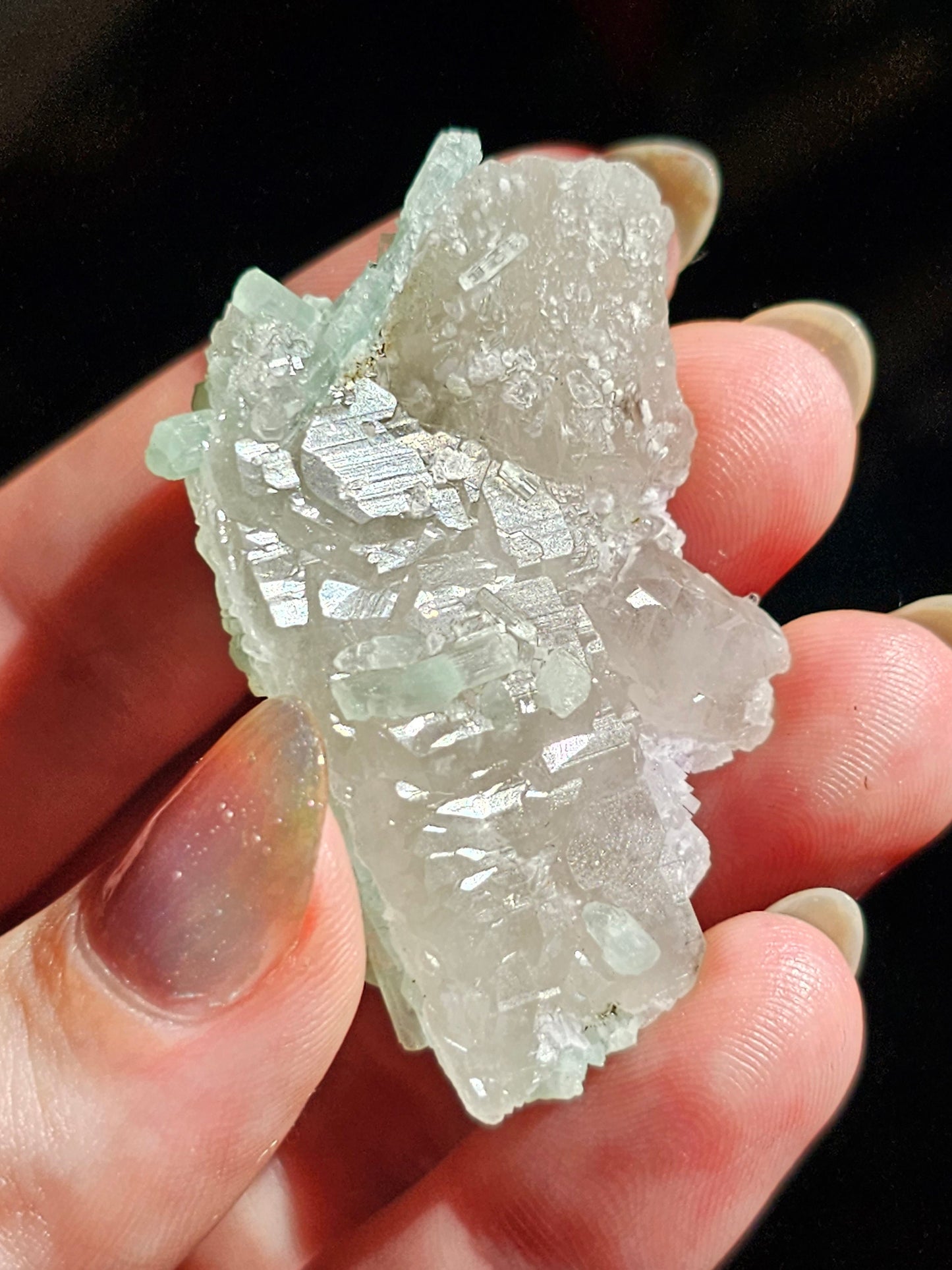Frosted Elestial Quartz, Seafoam Baby Blue Tourmaline, Lepidolite Crystals | Tabular Elestial Crystal Combo, Laghman Mine, Rare, Collector