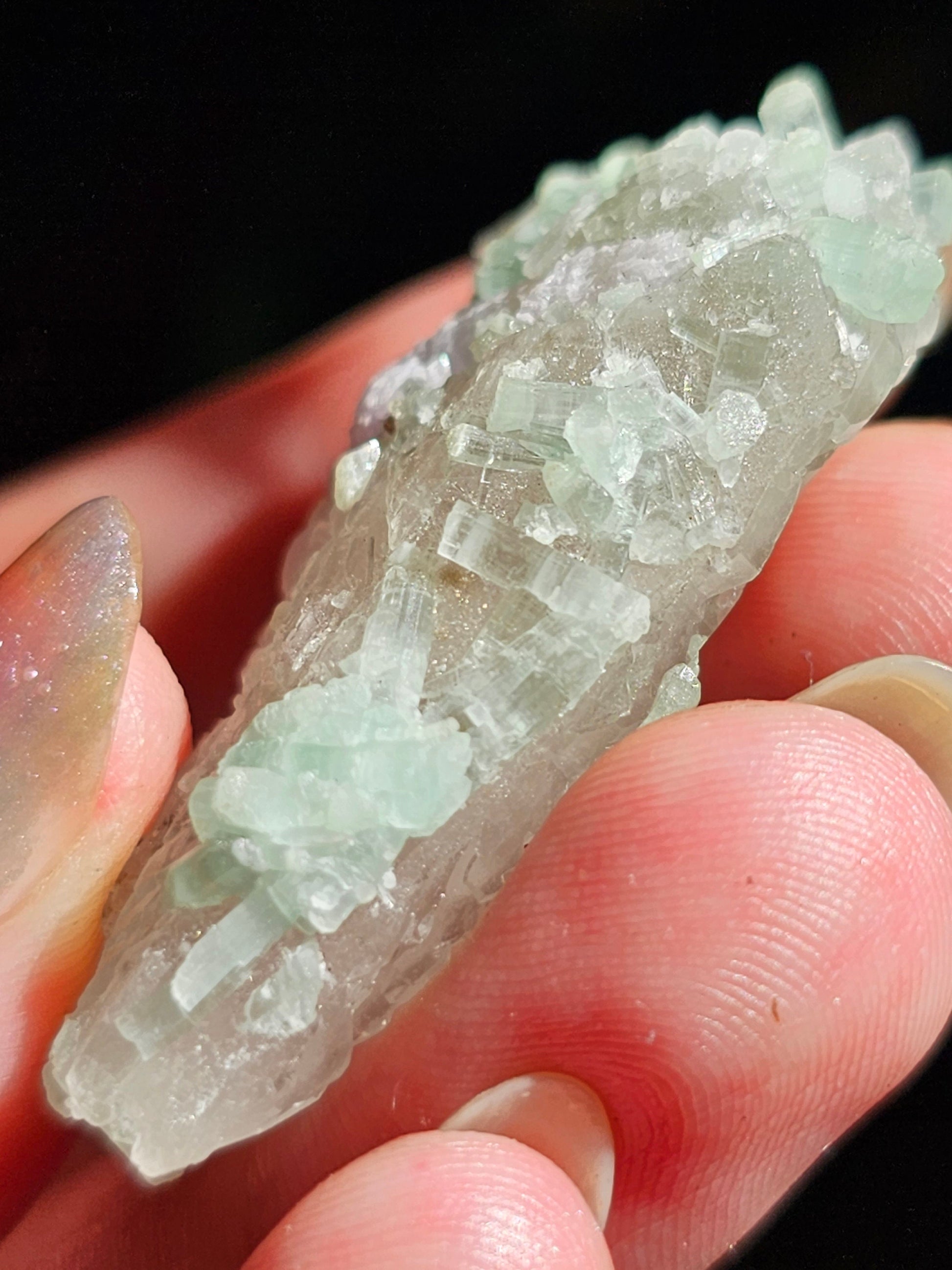 Frosted Elestial Quartz, Seafoam Baby Blue Tourmaline, Lepidolite Crystals | Tabular Elestial Crystal Combo, Laghman Mine, Rare, Collector