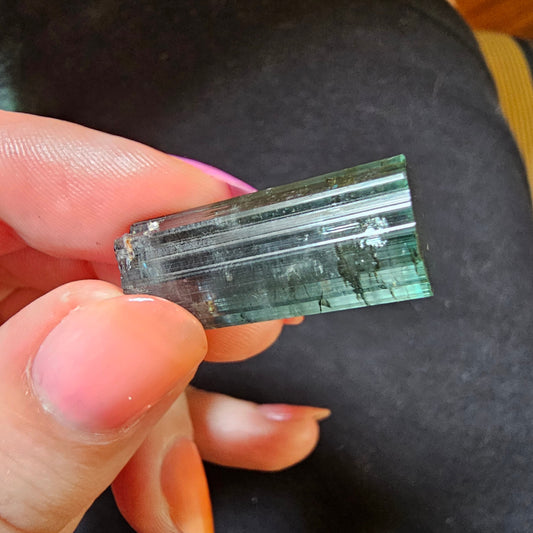 7.2g Beautiful Blue Indicolite Tourmaline Crystal | From Pedeniera Brazil | Terminated Collector Specimen with Black Tourmaline & Lepidolite