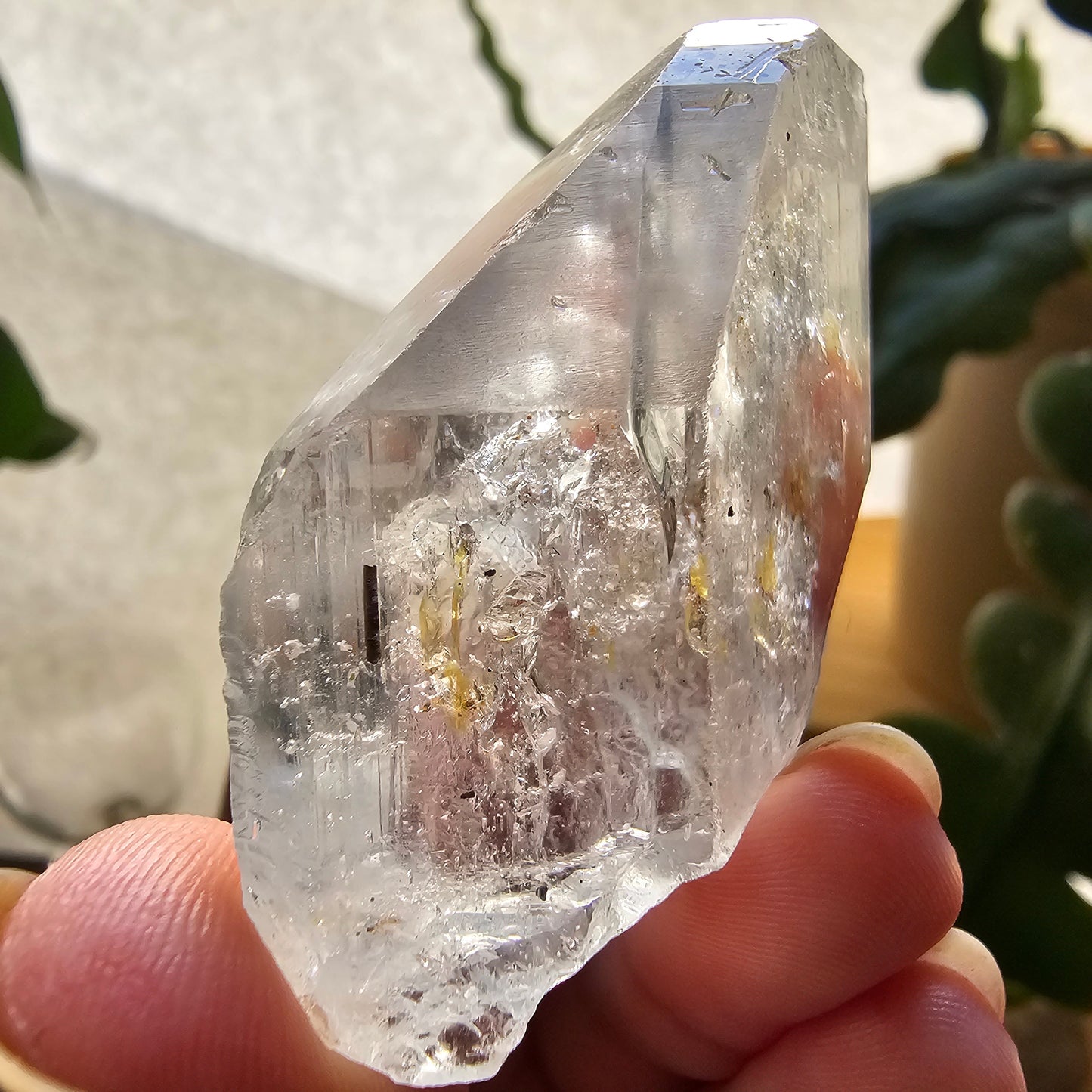 Large Topaz Crystal, Clear with Petroleum Inclusions, Self Standing, Double Terminated, Collector Gemstone, 44g Topaz, November Birthstone