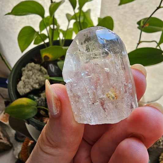 Large Topaz Crystal, Clear with Petroleum Inclusions, Self Standing and Double Terminated, Collector Gemstone, November Birthstone Gift