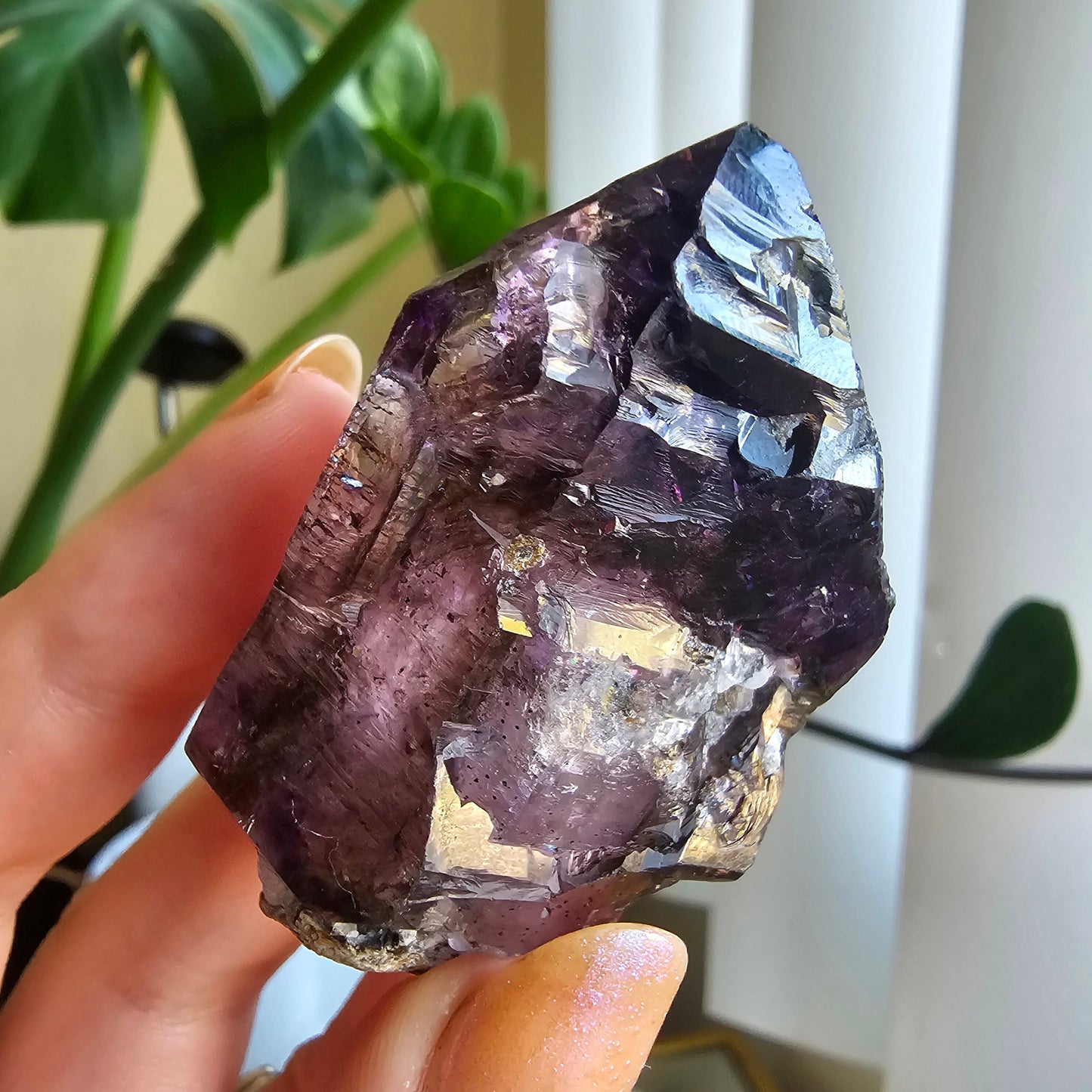 Shangaan Amethyst, New Find, Rare Raw Crystal, Saturated Purple, Phantom Quartz, Smokey Amethyst Scepter, Hematite Inclusions, 62g