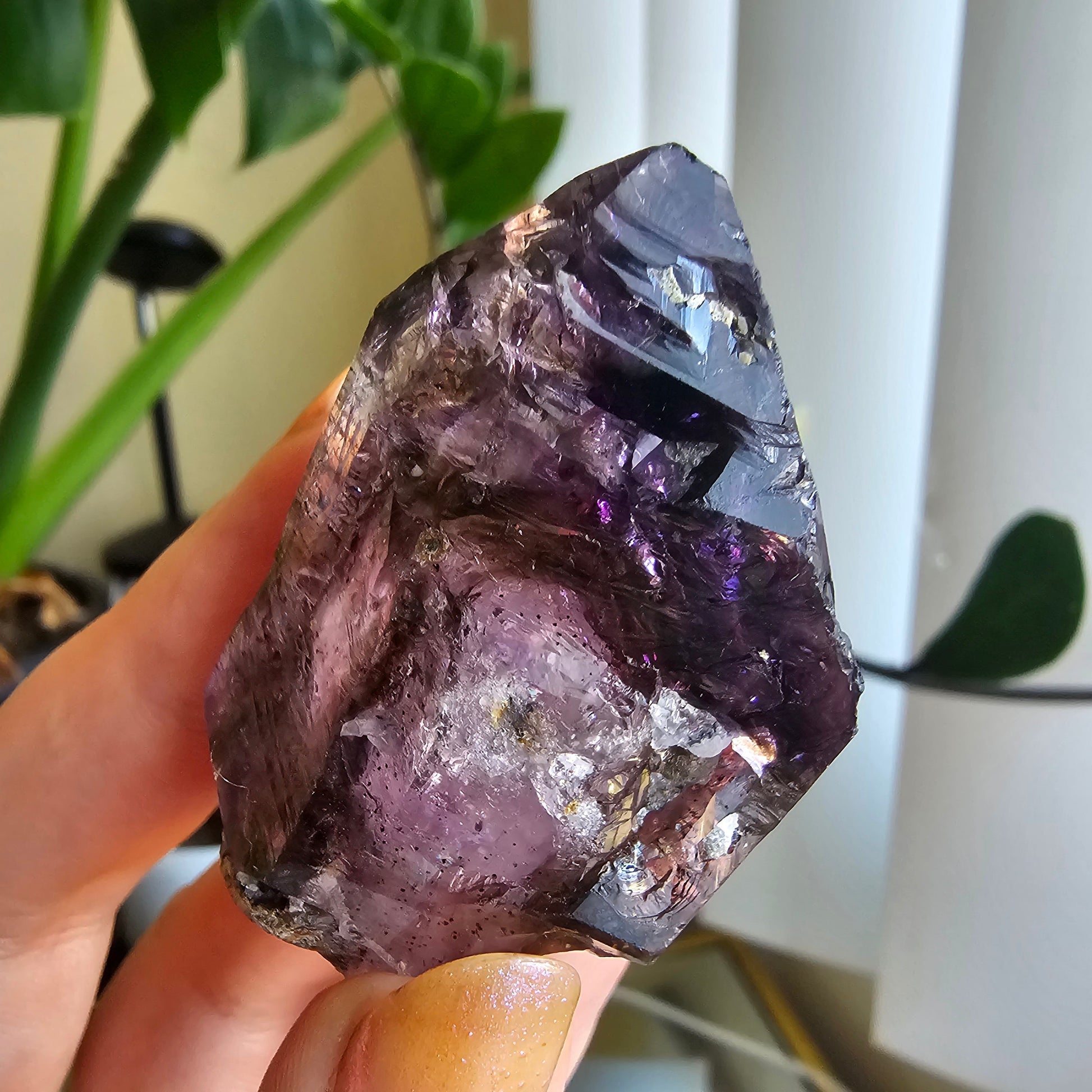 Shangaan Amethyst, New Find, Rare Raw Crystal, Saturated Purple, Phantom Quartz, Smokey Amethyst Scepter, Hematite Inclusions, 62g