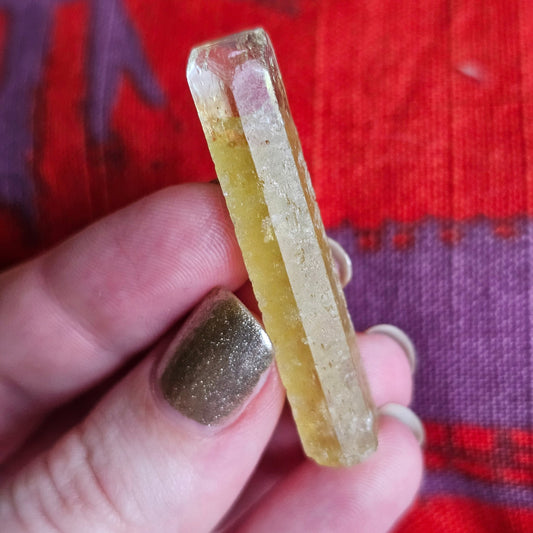 Bright Yellow Beryl, 8g Terminated Pencil Shaped, Raw Crystal, Beryl var. Heliodor, Elongated Gemstone, Banana Yellow Gem