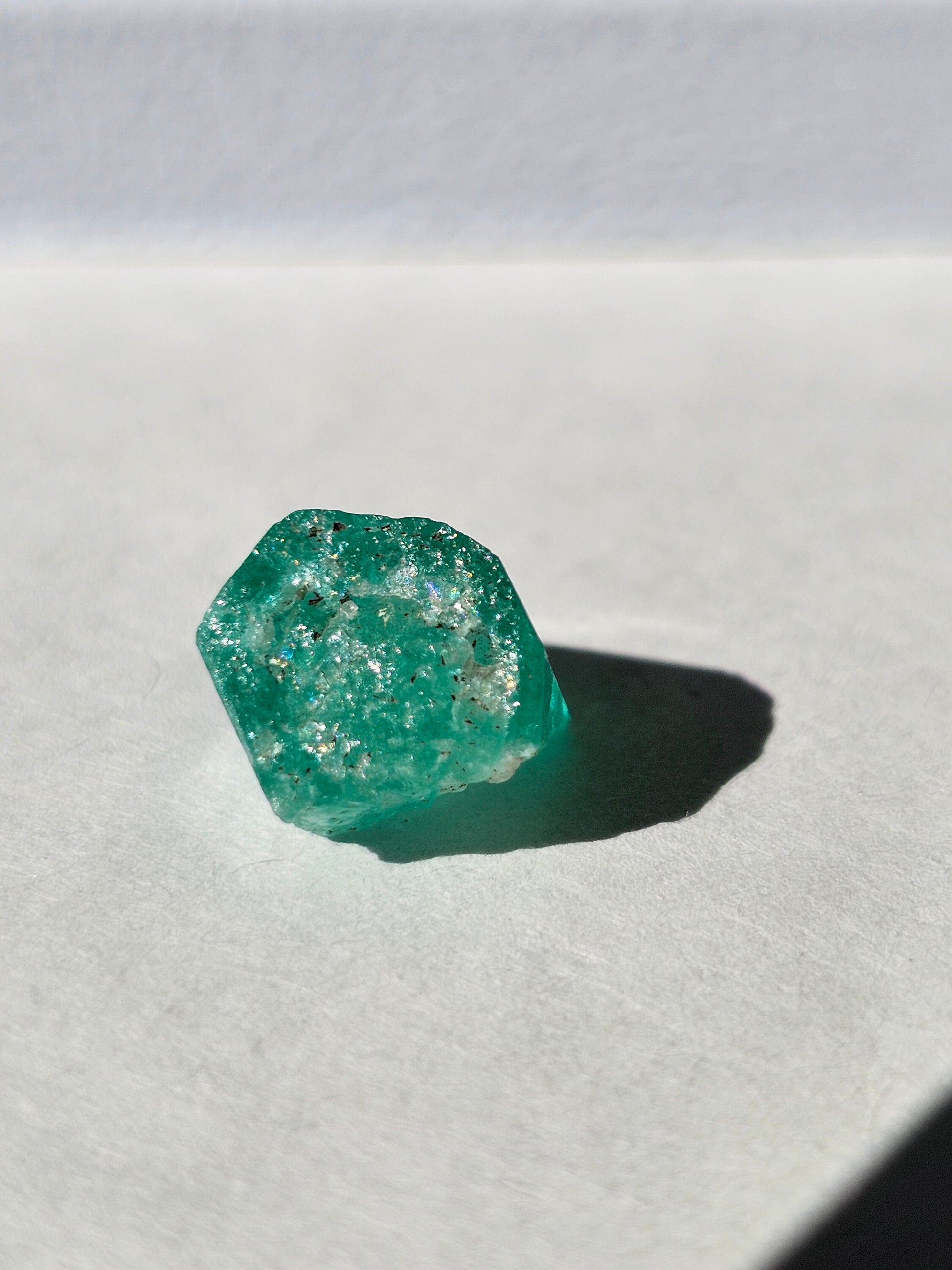 Emerald Crystal, 5.1ct Specimen, Rough Raw Natural Gem, Terminated Beryl, Green Blue, Muzo Columbia Gemstone for Collection or Jewelry