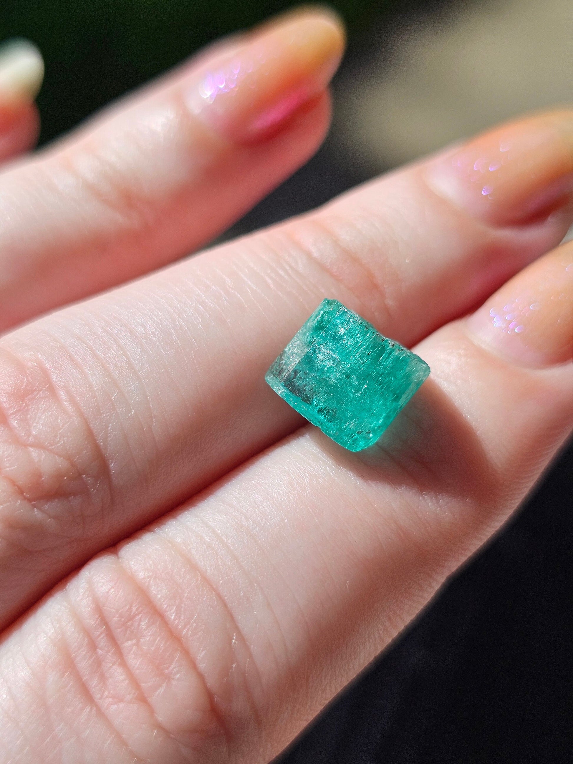 Emerald Crystal, 5.1ct Specimen, Rough Raw Natural Gem, Terminated Beryl, Green Blue, Muzo Columbia Gemstone for Collection or Jewelry