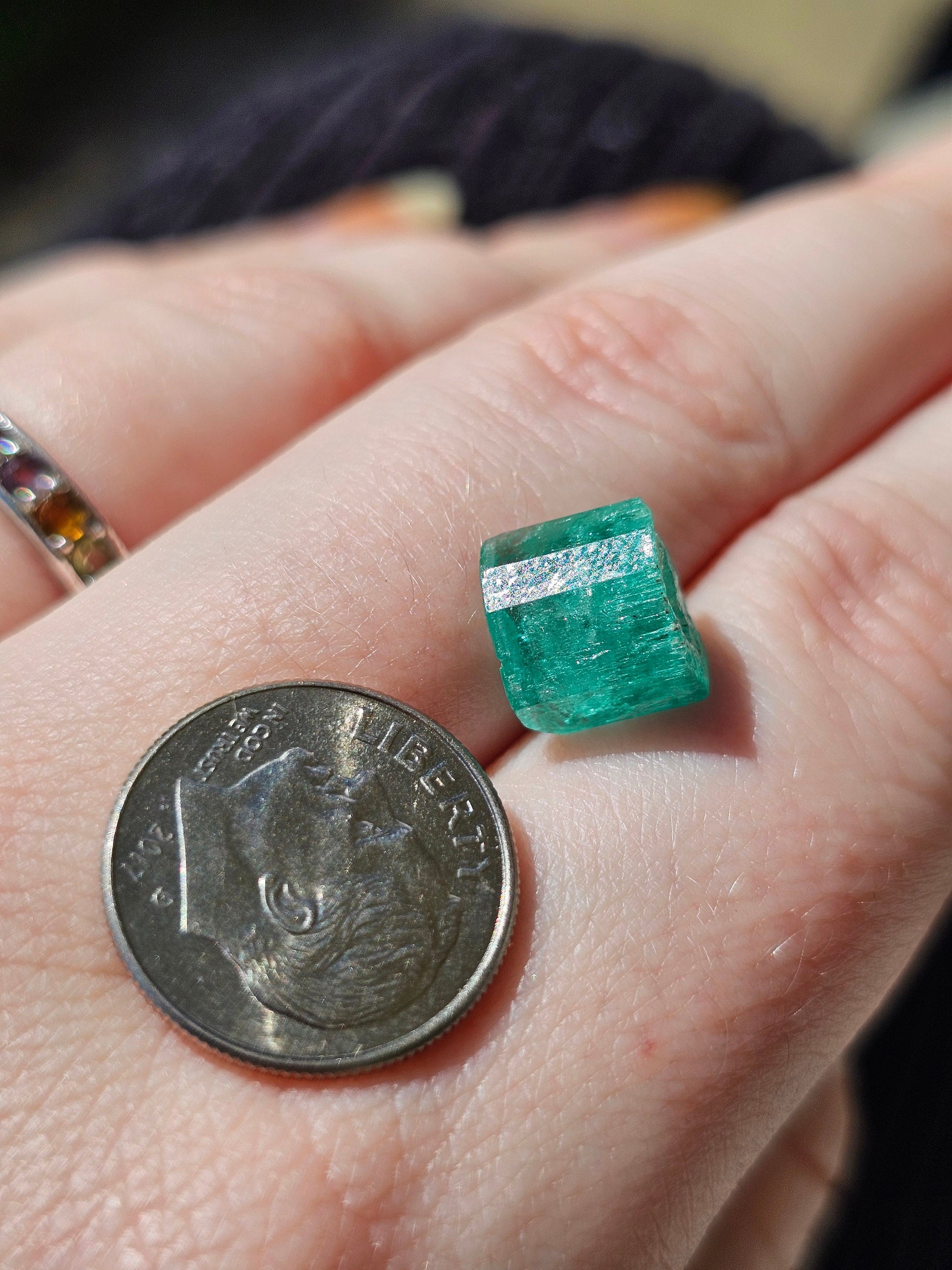 Emerald Crystal, 5.1ct Specimen, Rough Raw Natural Gem, Terminated Beryl, Green Blue, Muzo Columbia Gemstone for Collection or Jewelry