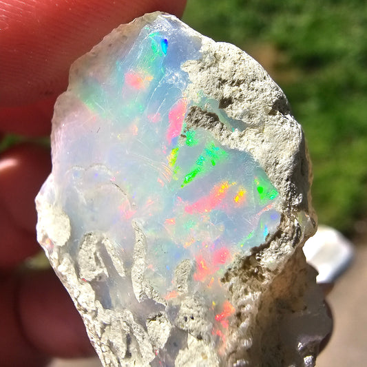 Large Raw Opal, 9.4g Rough Rare Mineral Specimen, Rainbow Flashy Gem, Multicolored, Welo Ethiopia, Newer find, Opal with Matrix, Collectable