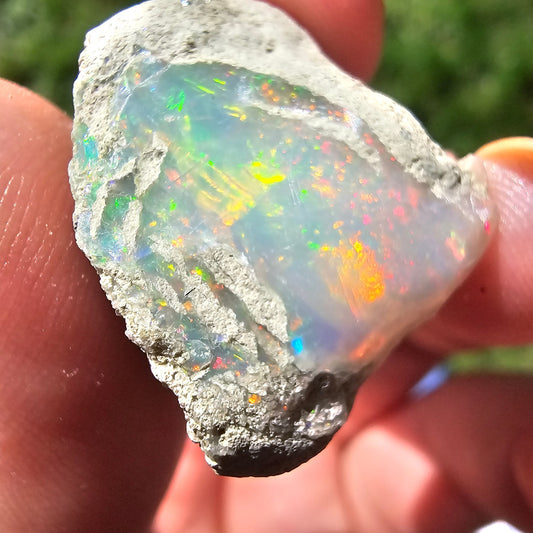 Large Raw Opal, 5.3g Rough Rare Mineral Specimen, Rainbow Flashy Gem, Multicolored, Welo Ethiopia, Newer find, Opal with Matrix, Collectable