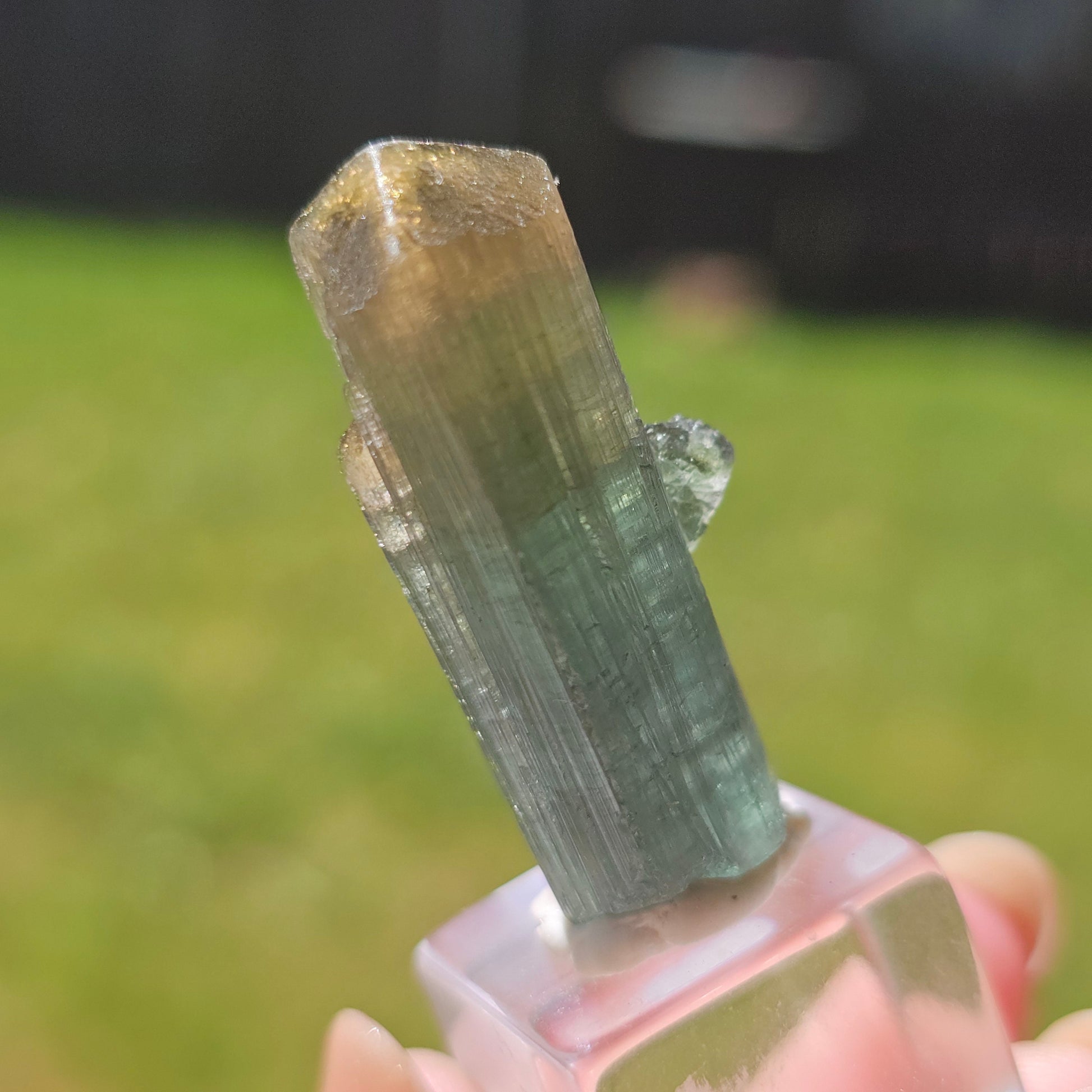 RESERVED for Jessy 9g Tourmaline Crystal from Brazil, Blue Indicolite with Yellow Cap, Terminated Rare Bicolor, Raw Elbaite Tourmaline