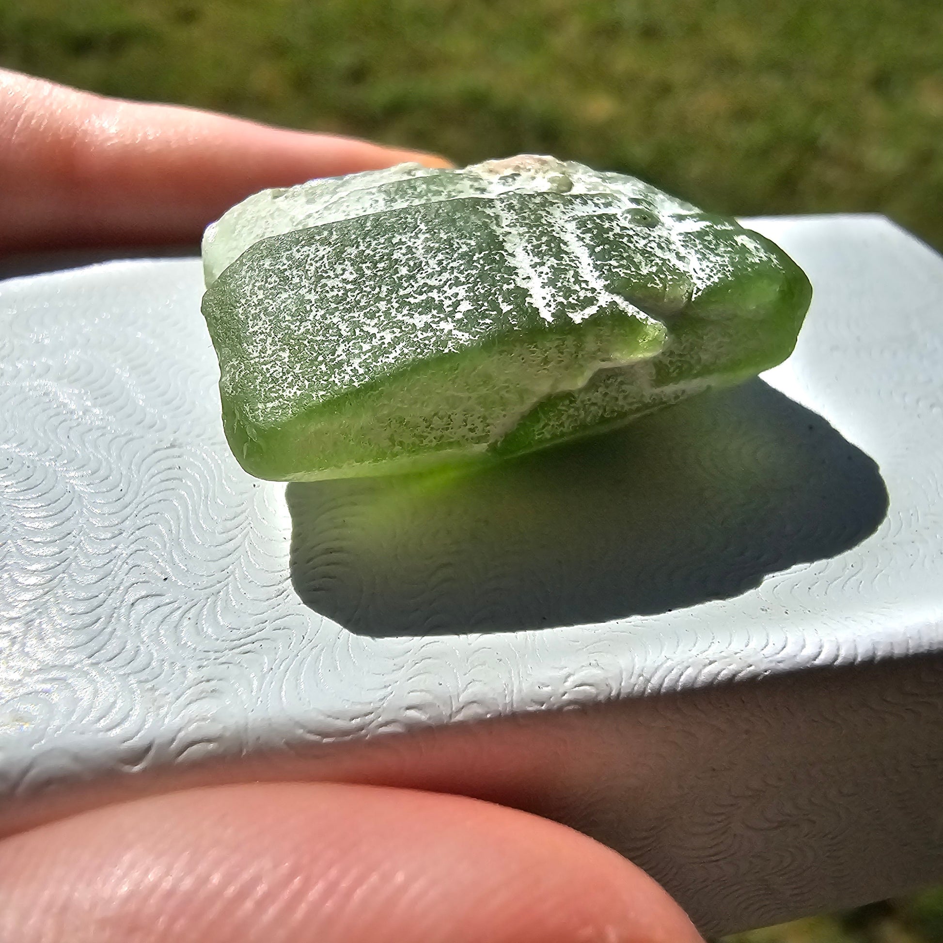 Peridot Crystal Cluster, Rare Raw Green Gemstone, August Birthstone, Gemmy Castle Shaped, Tabby, Tabular, Collector Mineral w White Coating