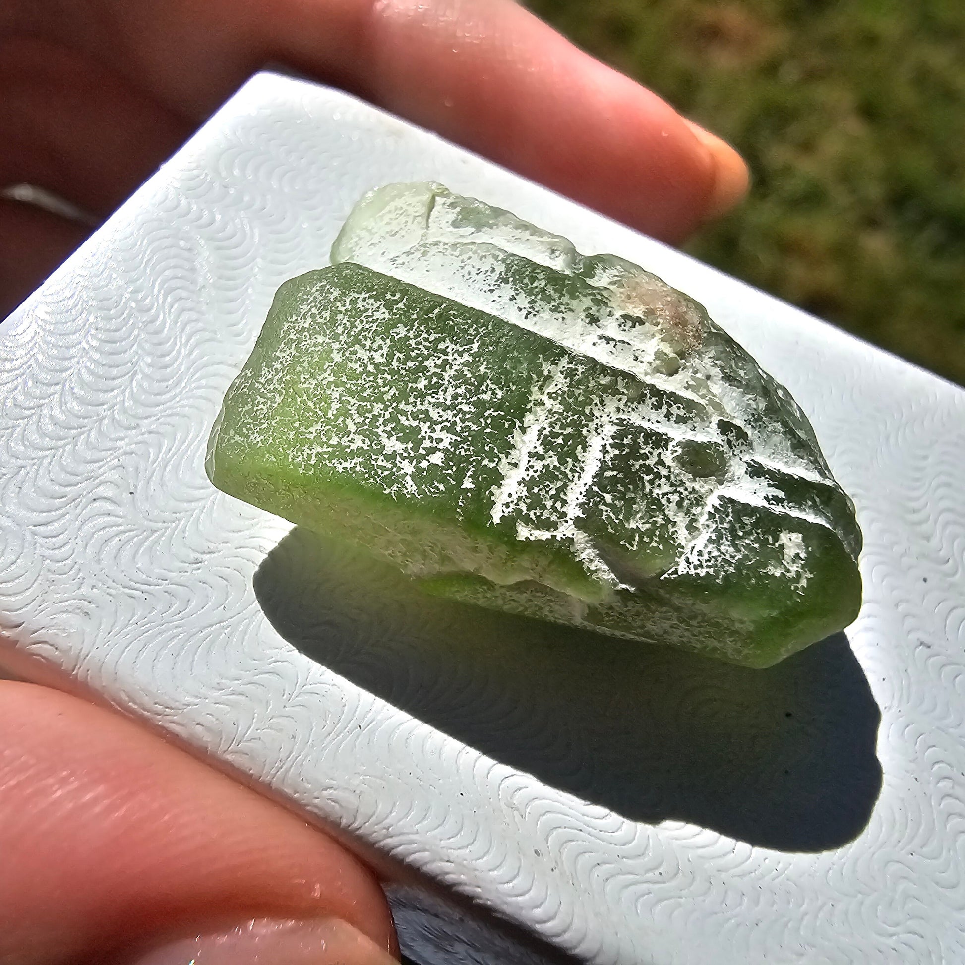 Peridot Crystal Cluster, Rare Raw Green Gemstone, August Birthstone, Gemmy Castle Shaped, Tabby, Tabular, Collector Mineral w White Coating