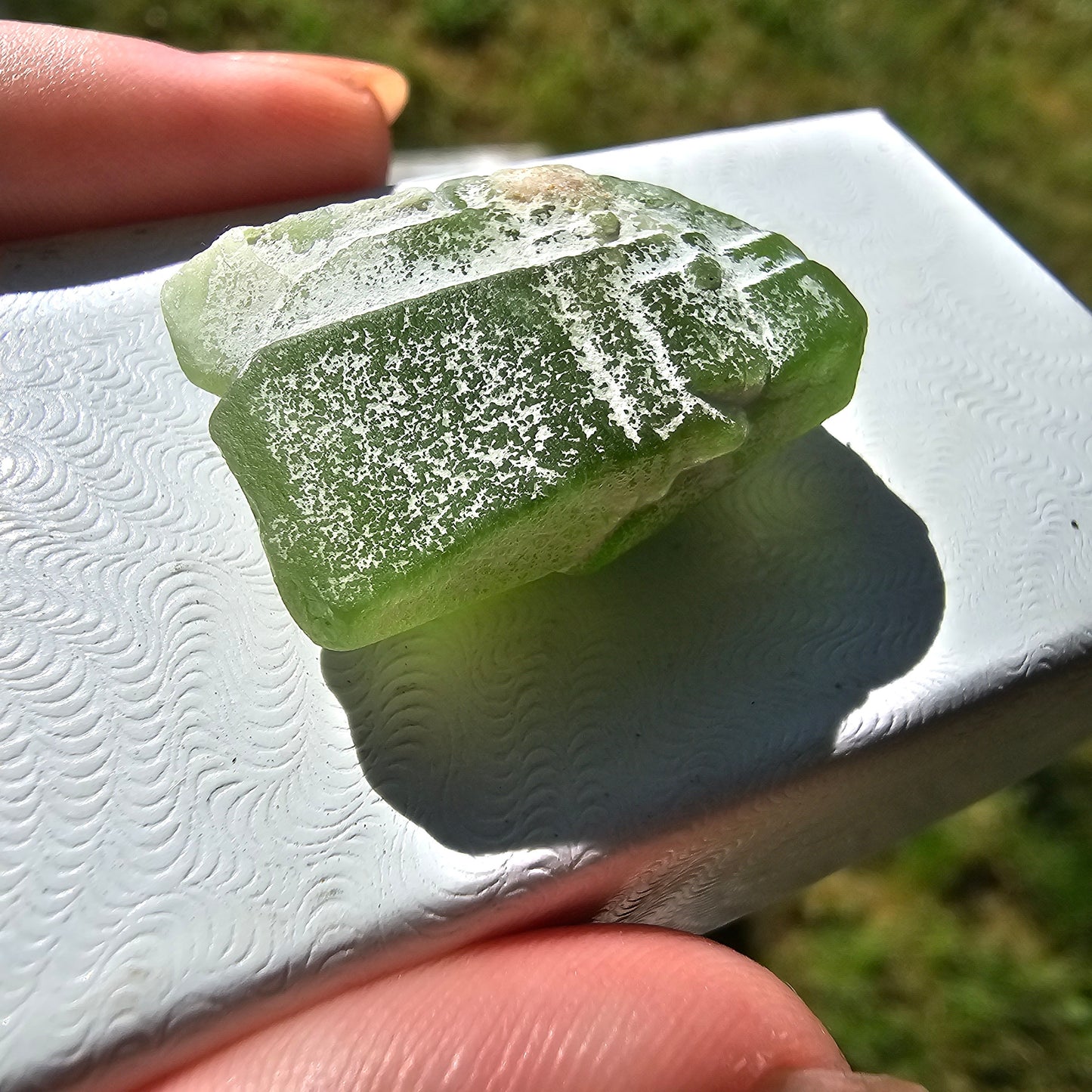 Peridot Crystal Cluster, Rare Raw Green Gemstone, August Birthstone, Gemmy Castle Shaped, Tabby, Tabular, Collector Mineral w White Coating