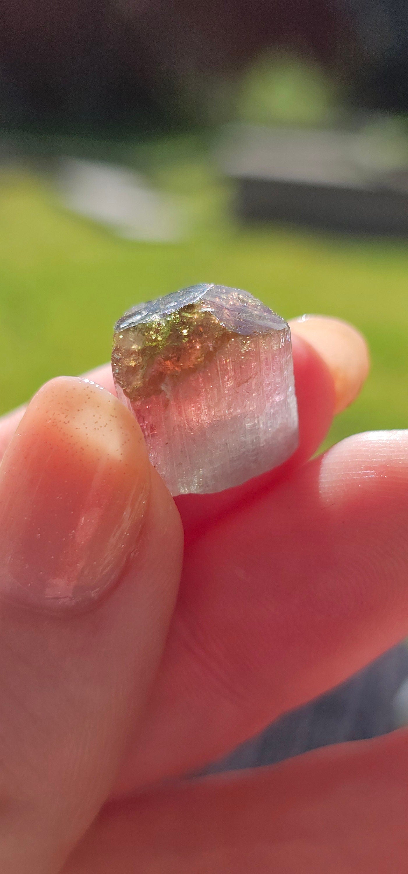 3.6g Tourmaline Crystal, Rough Raw Elbaite, Multicolored Blue, Red, Green, Lipstick tourmaline, Terminated Rare Collector Gemstone, Aricanga