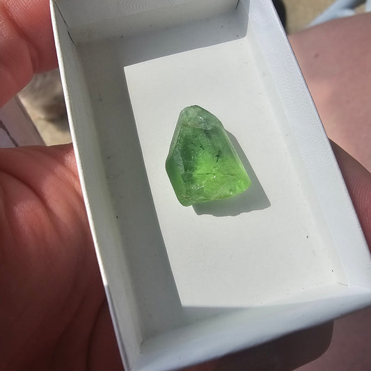 Gemmy Peridot Crystal, 6.1g, with Ludwigite Inclusions, High Grade, Raw Natural Gemstone, from Pakistan, August Birthstone, Earth Lover Gift