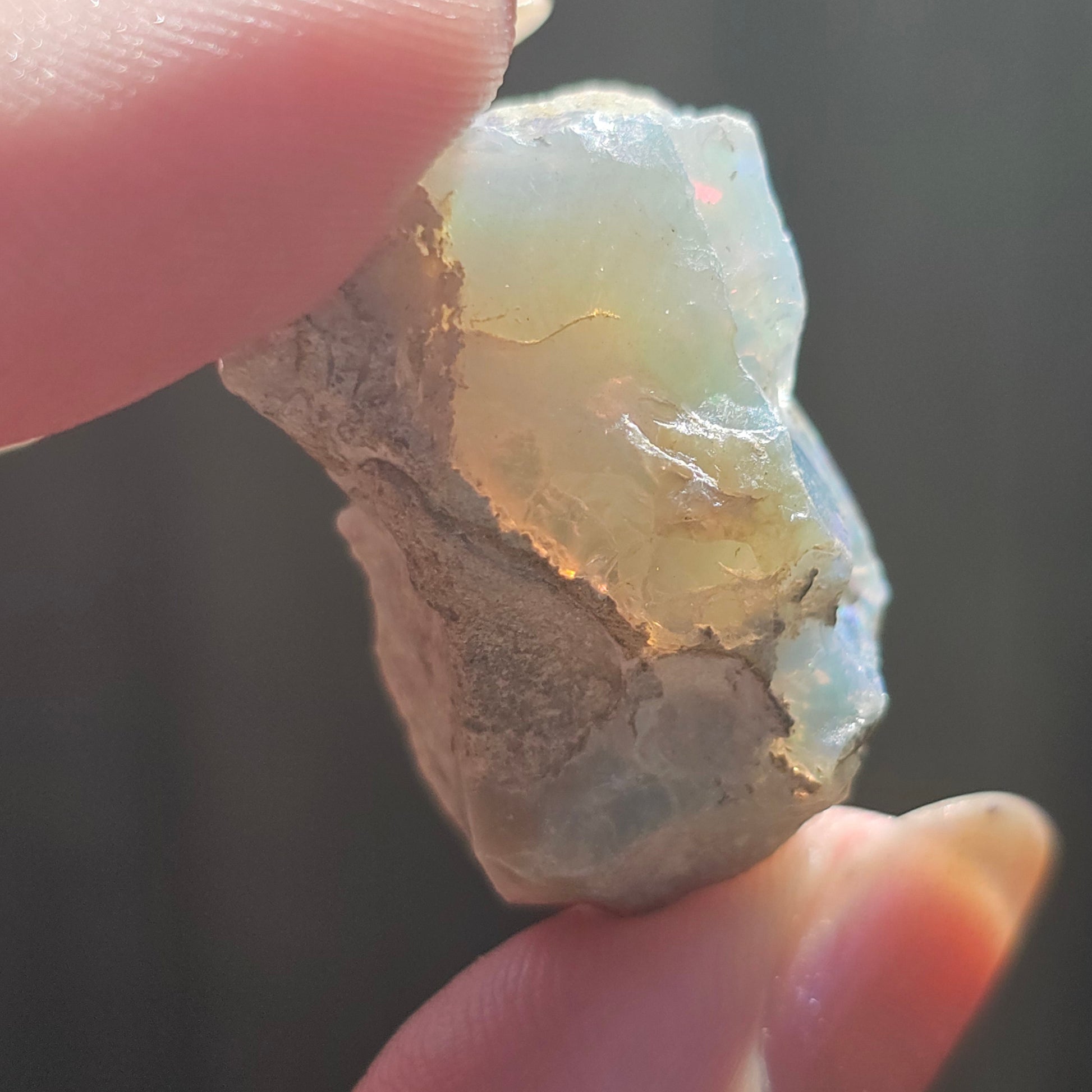 38ct Raw Opal, Rough Rare Rainbow Mineral Specimen, Rainbow Flashy Gem, Multicolored, Welo Ethiopia, Newer find, Opal w Matrix, Collectable