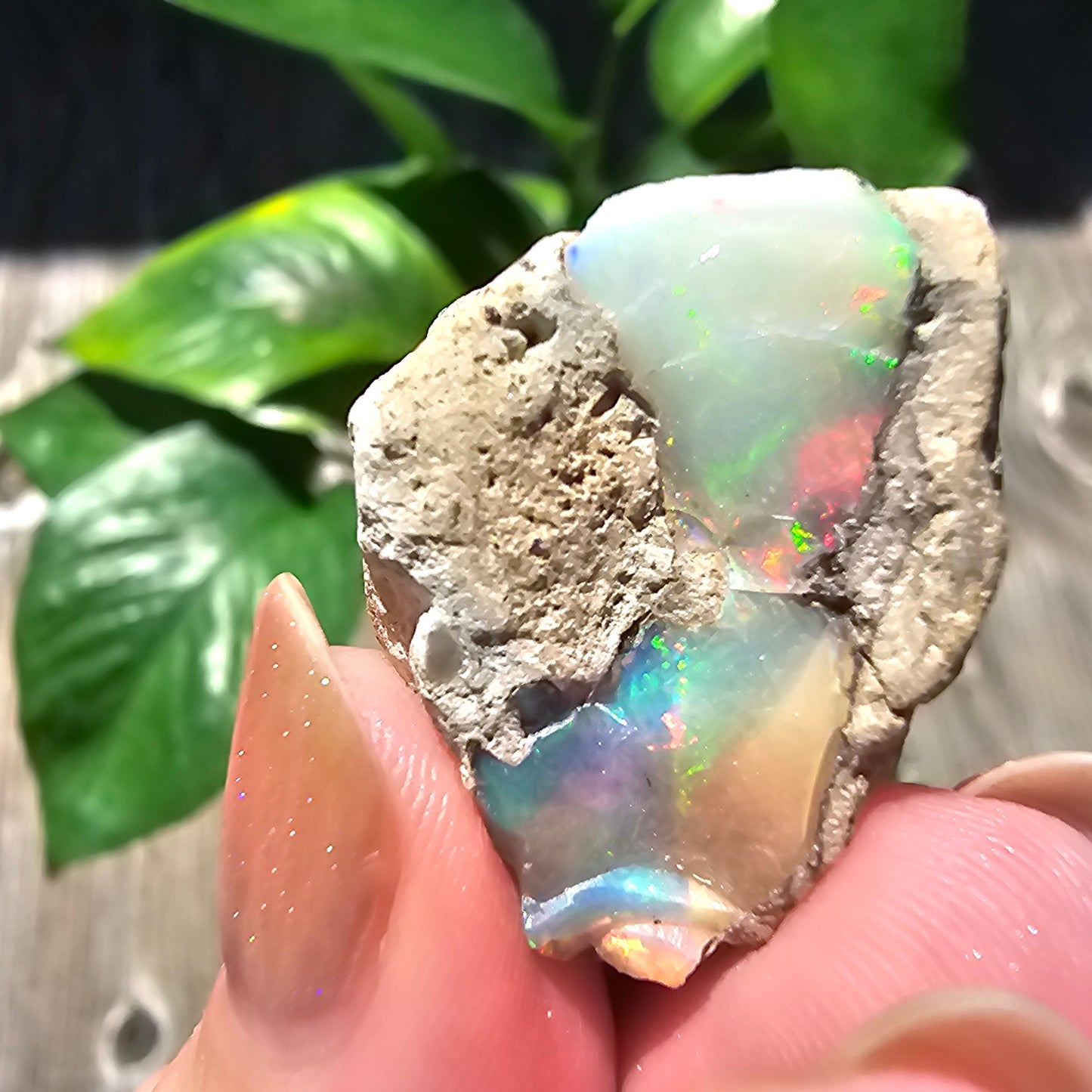 30ct Raw Opal, Rough Rare Rainbow Mineral Specimen, Rainbow Flashy Gem, Multicolored, Welo Ethiopia, Newer find, Opal w Matrix, Collectable