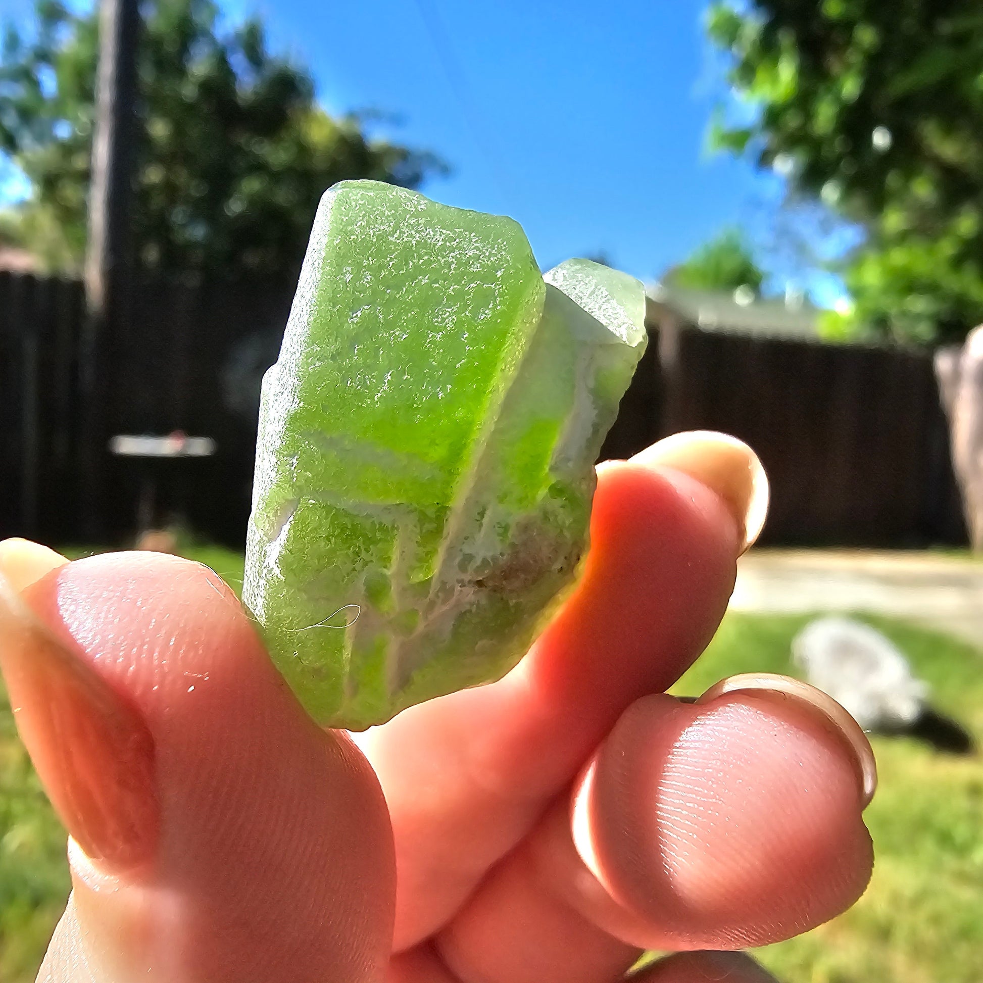 Peridot Crystal Cluster, Rare Raw Green Gemstone, August Birthstone, Gemmy Castle Shaped, Tabby, Tabular, Collector Mineral w White Coating