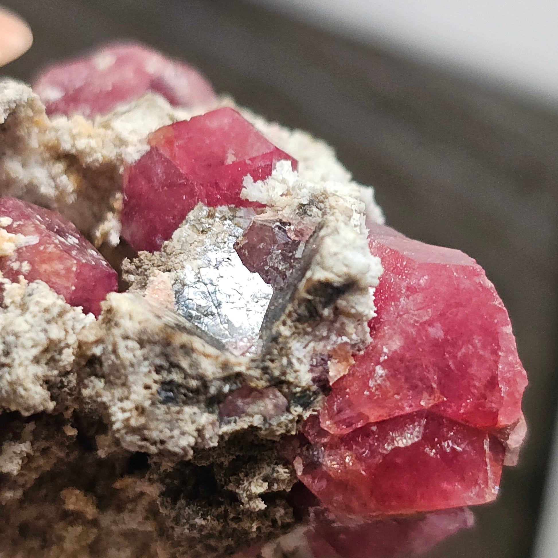 Raspberry Garnet on Matrix, Rare Raw Old Stock Mineral Specimen, Sierra de las Cruces Mexico, Local High End Rosalite, Deep Lustrous & Gemmy