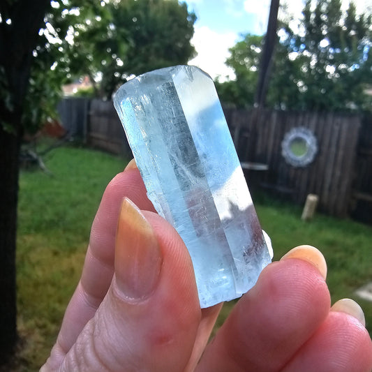 Aquamarine Specimen, Skardu Pakistan, Direct Ethically Sourced, Raw Rare Mineral, Beryl Crystal, with Silver Mica Attached, Terminated Gem