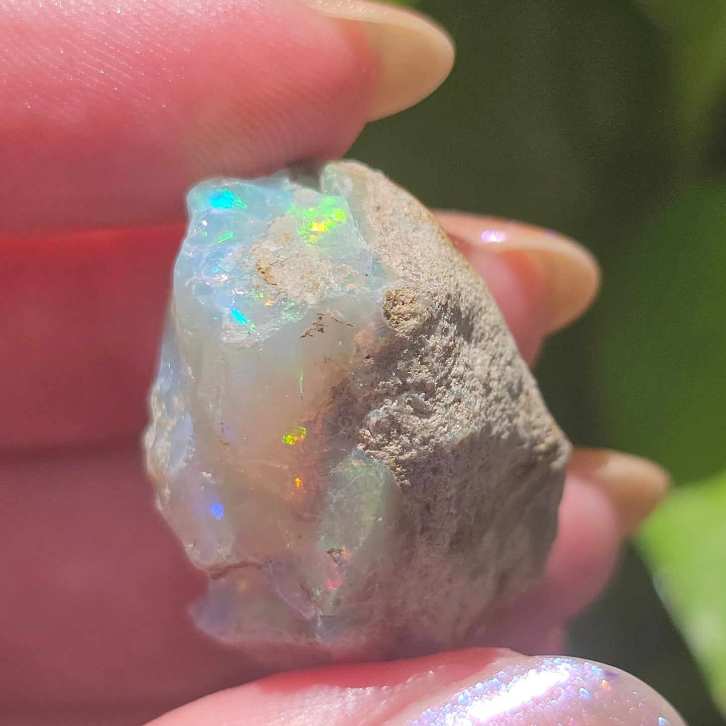 38ct Raw Opal, Rough Rare Rainbow Mineral Specimen, Rainbow Flashy Gem, Multicolored, Welo Ethiopia, Newer find, Opal w Matrix, Collectable