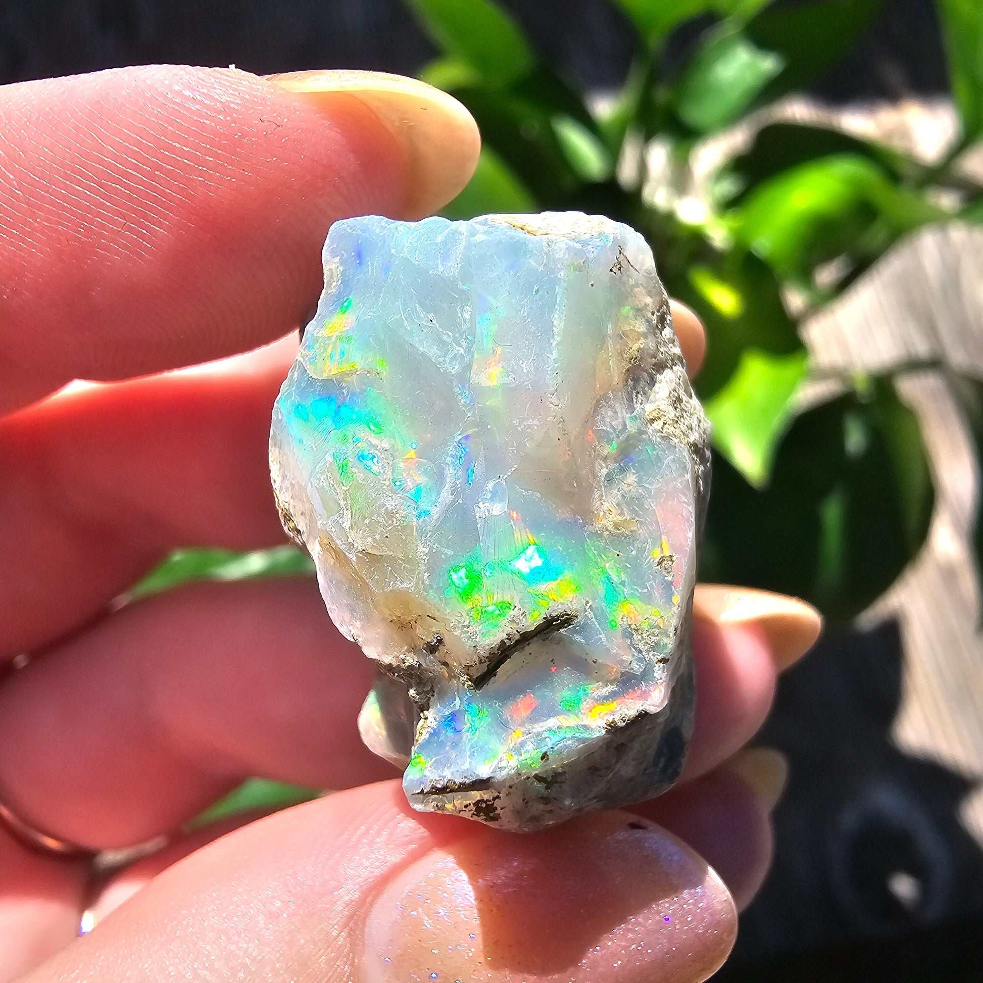 38ct Raw Opal, Rough Rare Rainbow Mineral Specimen, Rainbow Flashy Gem, Multicolored, Welo Ethiopia, Newer find, Opal w Matrix, Collectable