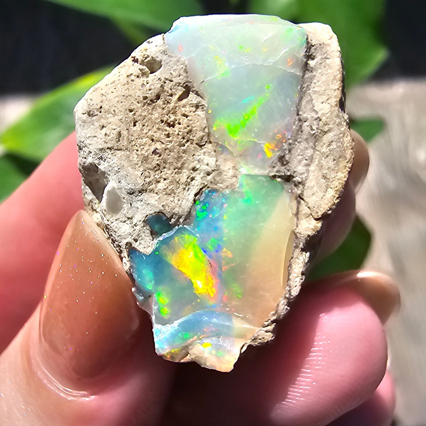 30ct Raw Opal, Rough Rare Rainbow Mineral Specimen, Rainbow Flashy Gem, Multicolored, Welo Ethiopia, Newer find, Opal w Matrix, Collectable