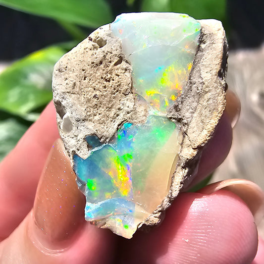 30ct Raw Opal, Rough Rare Rainbow Mineral Specimen, Rainbow Flashy Gem, Multicolored, Welo Ethiopia, Newer find, Opal w Matrix, Collectable