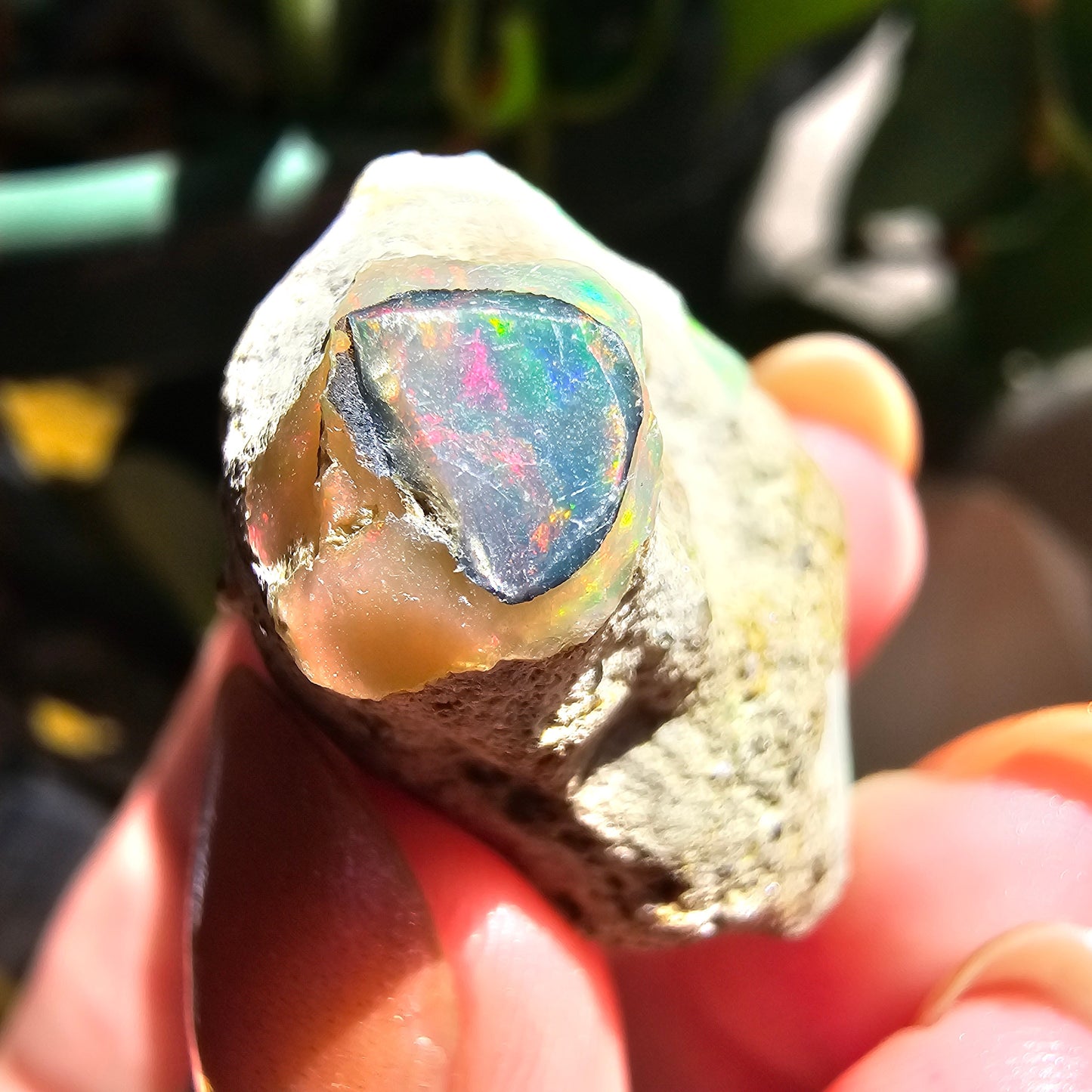 43ct Raw Opal, Rough Rare Rainbow Mineral Specimen, Rainbow Flashy Gem, Multicolored, Welo Ethiopia, Newer find, Opal w Matrix, Collectable