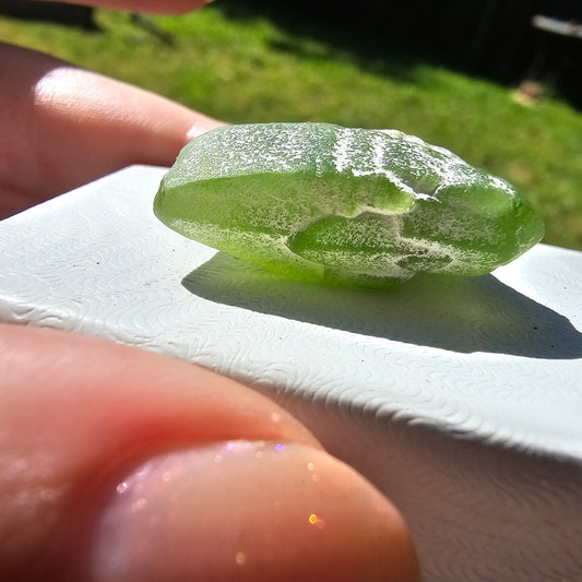 Peridot Crystal Cluster, Rare Raw Green Gemstone, August Birthstone, Gemmy Castle Shaped, Tabby, Tabular, Collector Mineral w White Coating