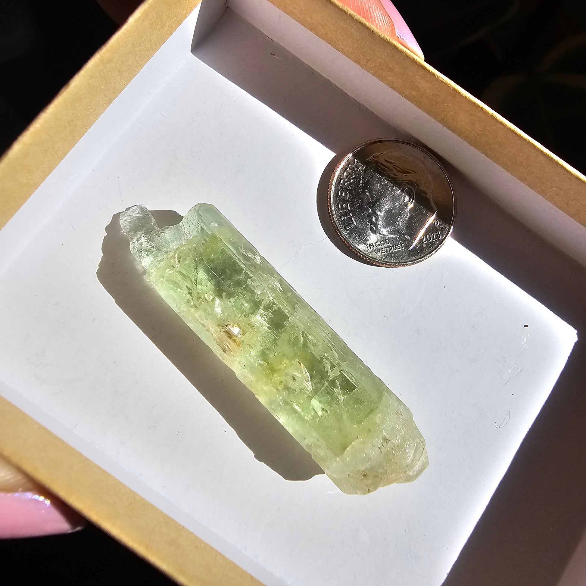 Heliodor Beryl, Etched Rare Raw Crystal Specimen, 8.6g Old Stock Padre Paraiso Material, Collector Mineral Gemstone, Bright Vibrant Stone