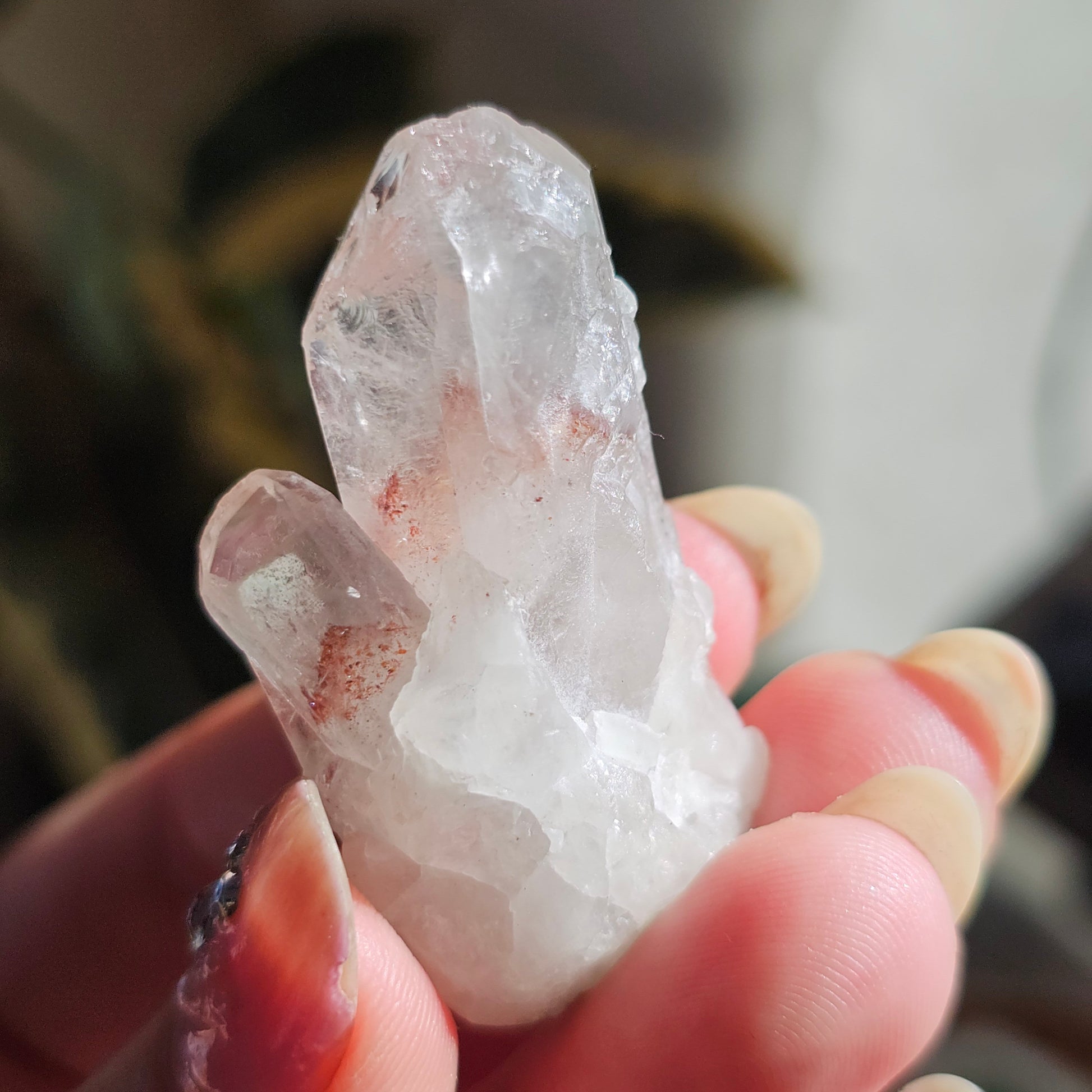 Harlequin Quartz Crystal, Orire, Natural Hematite Phantom Included, 23g 'Disco Fire Quartz', Oyo State Nigeria, Rare Glitter Red Inside