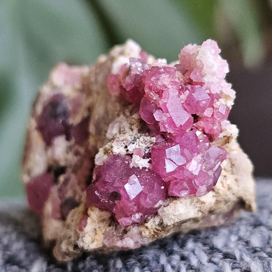 Raspberry Garnets on Matrix, High Quality, Raw Rare, Terminated Hot Pink Natural Crystals on White Matrix, Ruby Color, Old Stock, Mexico