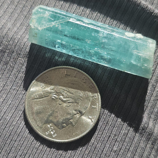 Glowy Teal Beryl, 48ct Neon Blue Green, Double Terminated, from Oyo State Nigeria