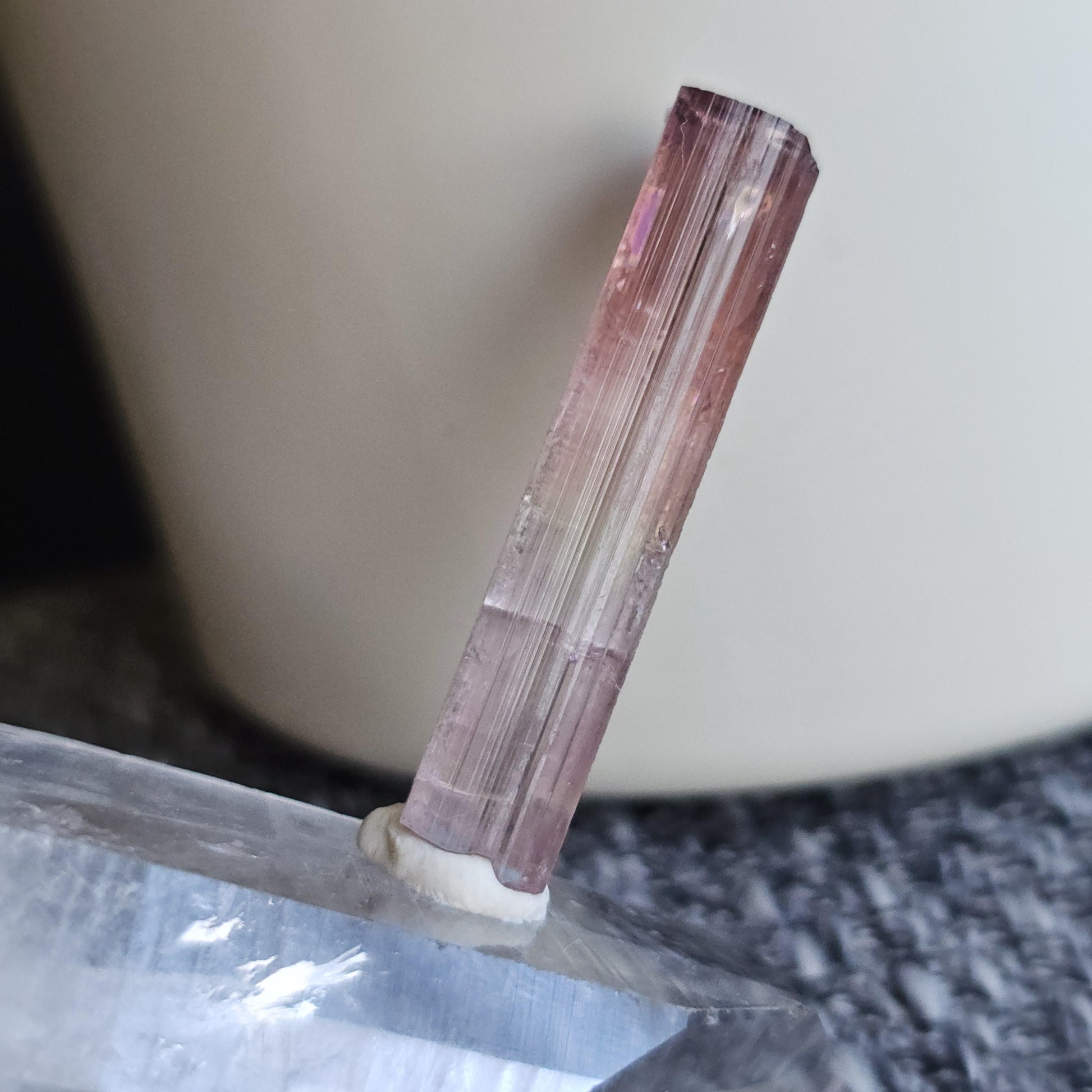 California Pink Tourmaline Pencil Crystal from the Himilaya Mine near San Diego | Rare Rainbow Multicolored Elbaite Gemstone w Ombre Effect